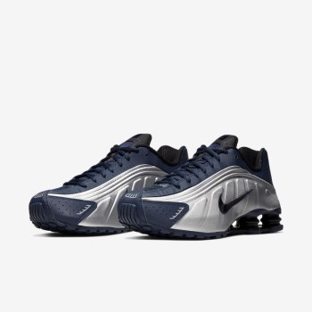 Nike Shox R4 - Férfi Utcai Cipő - Sötétkék/Metal Titán/Fekete